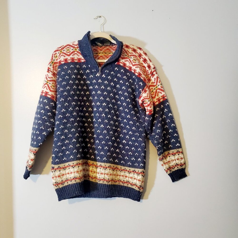 Vintage LizWear Fair Isle Sweater, Cottagecore, Wool Blend-M
